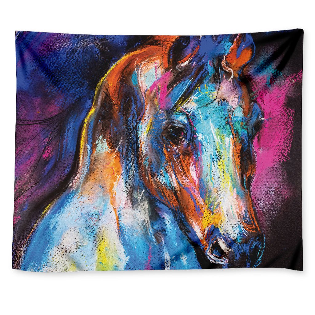 Colorful Horse Painting Print Tapestry