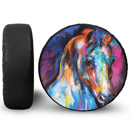 Colorful Horse Painting Print Tire Cover