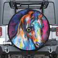 Colorful Horse Painting Print Tire Cover With Camera Hole