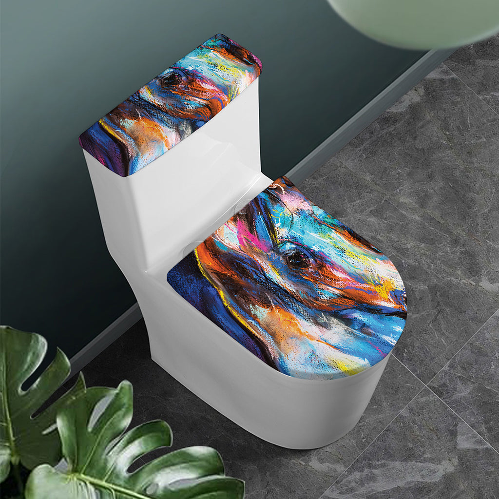 Colorful Horse Painting Print Toilet Lid And Tank Cover Set