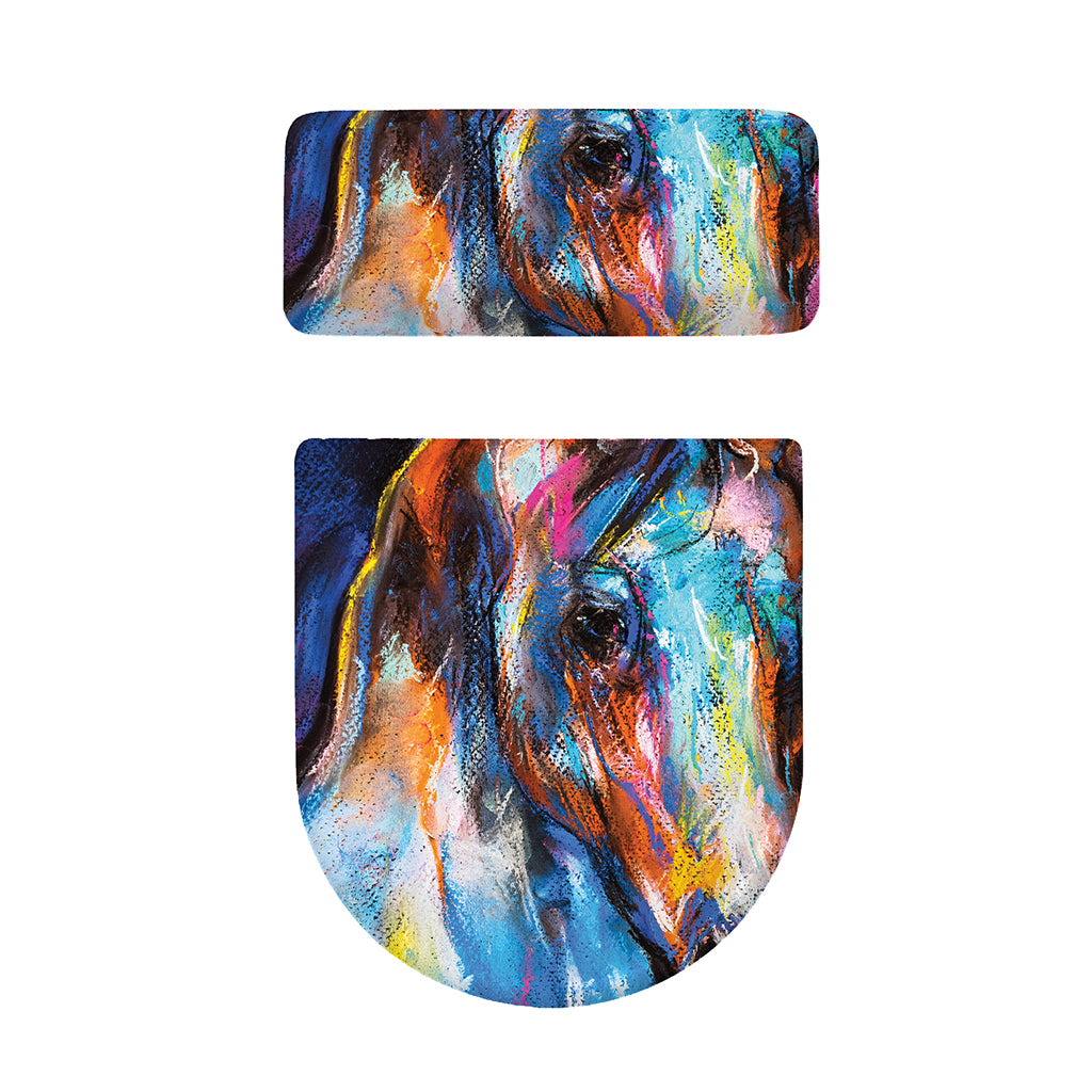 Colorful Horse Painting Print Toilet Lid And Tank Cover Set