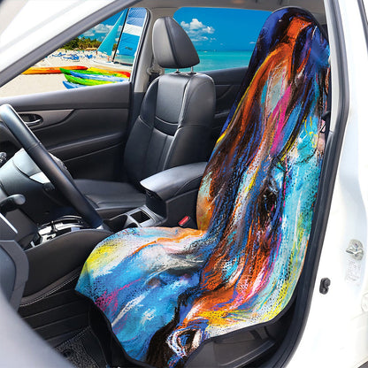 Colorful Horse Painting Print Waterproof Car Seat Cover