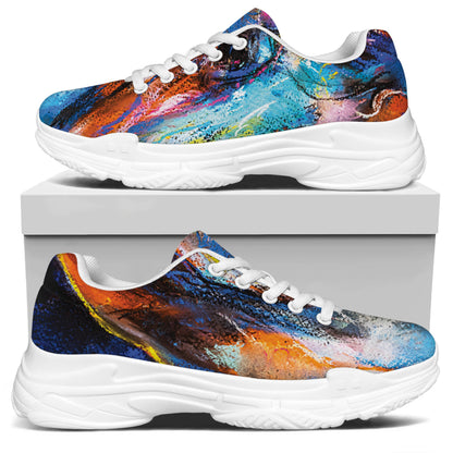 Colorful Horse Painting Print White Chunky Shoes