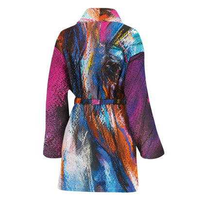 Colorful Horse Painting Print Women's Bathrobe
