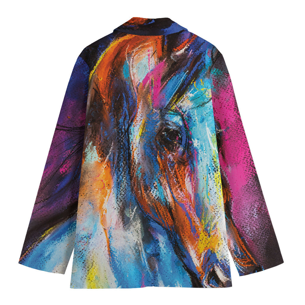 Colorful Horse Painting Print Women's Blazer