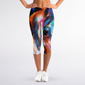 Colorful Horse Painting Print Women's Capri Leggings