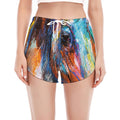 Colorful Horse Painting Print Women's Split Running Shorts