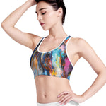 Colorful Horse Painting Print Women's Sports Bra