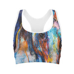 Colorful Horse Painting Print Women's Sports Bra