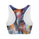 Colorful Horse Painting Print Women's Sports Bra