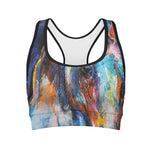 Colorful Horse Painting Print Women's Sports Bra