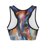 Colorful Horse Painting Print Women's Sports Bra