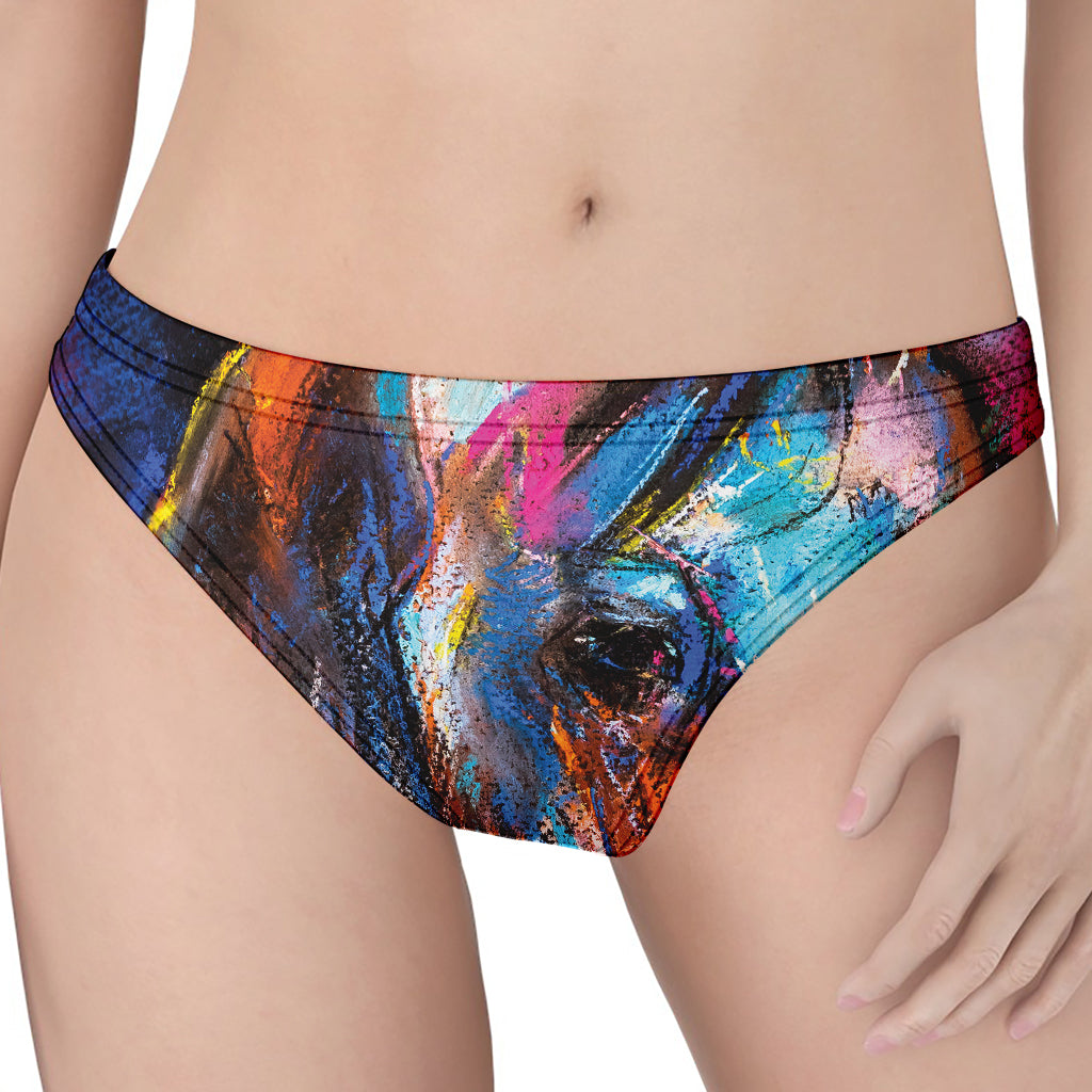 Colorful Horse Painting Print Women's Thong