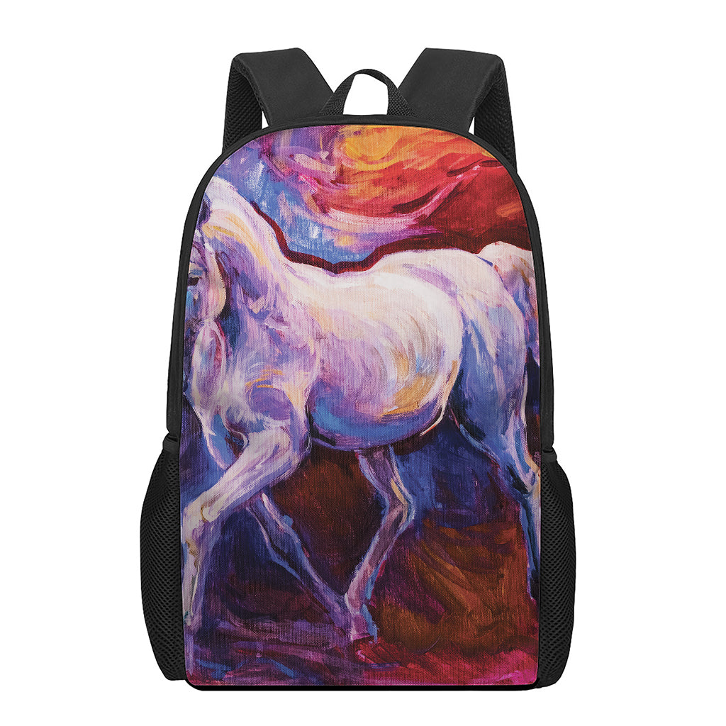 Colorful Horse Portrait Print 17 Inch Backpack