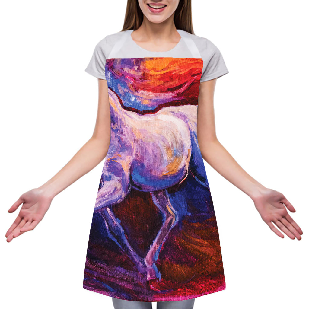 Colorful Horse Portrait Print Adjustable Apron