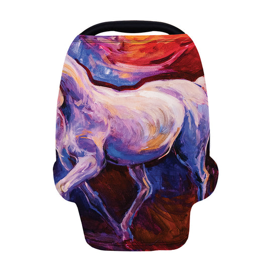 Colorful Horse Portrait Print Baby Seat Cover