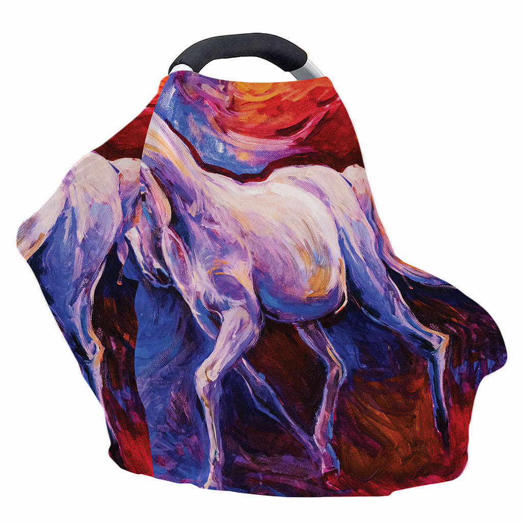Colorful Horse Portrait Print Baby Seat Cover