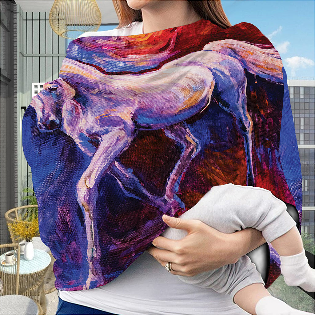 Colorful Horse Portrait Print Baby Seat Cover