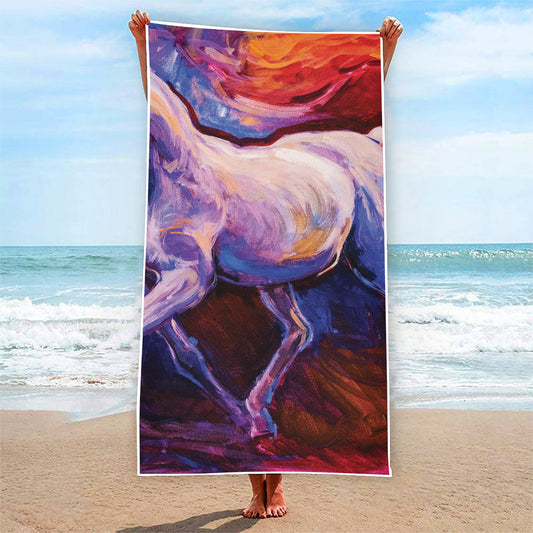 Colorful Horse Portrait Print Beach Towel