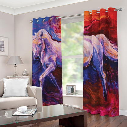 Colorful Horse Portrait Print Blackout Grommet Curtains