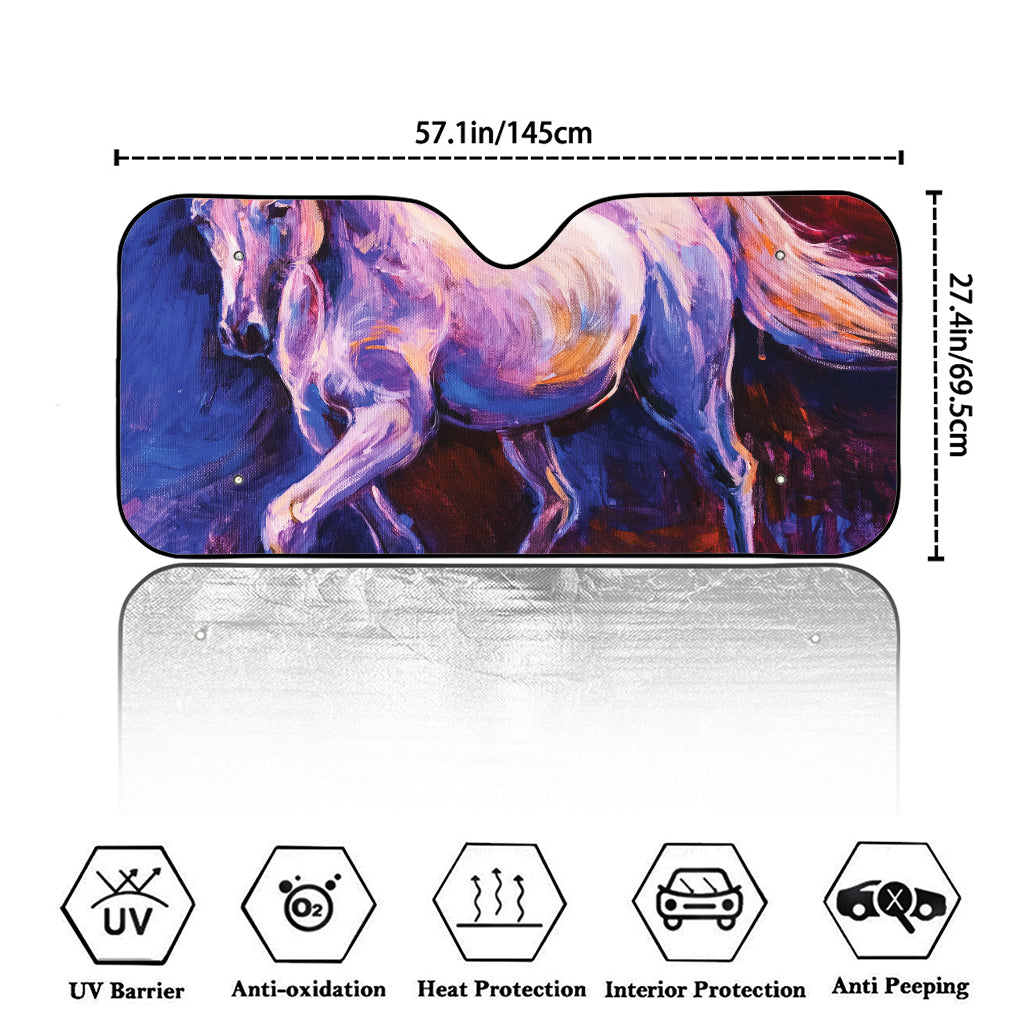 Colorful Horse Portrait Print Car Windshield Sun Shade