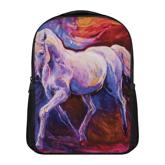 Colorful Horse Portrait Print Casual Backpack