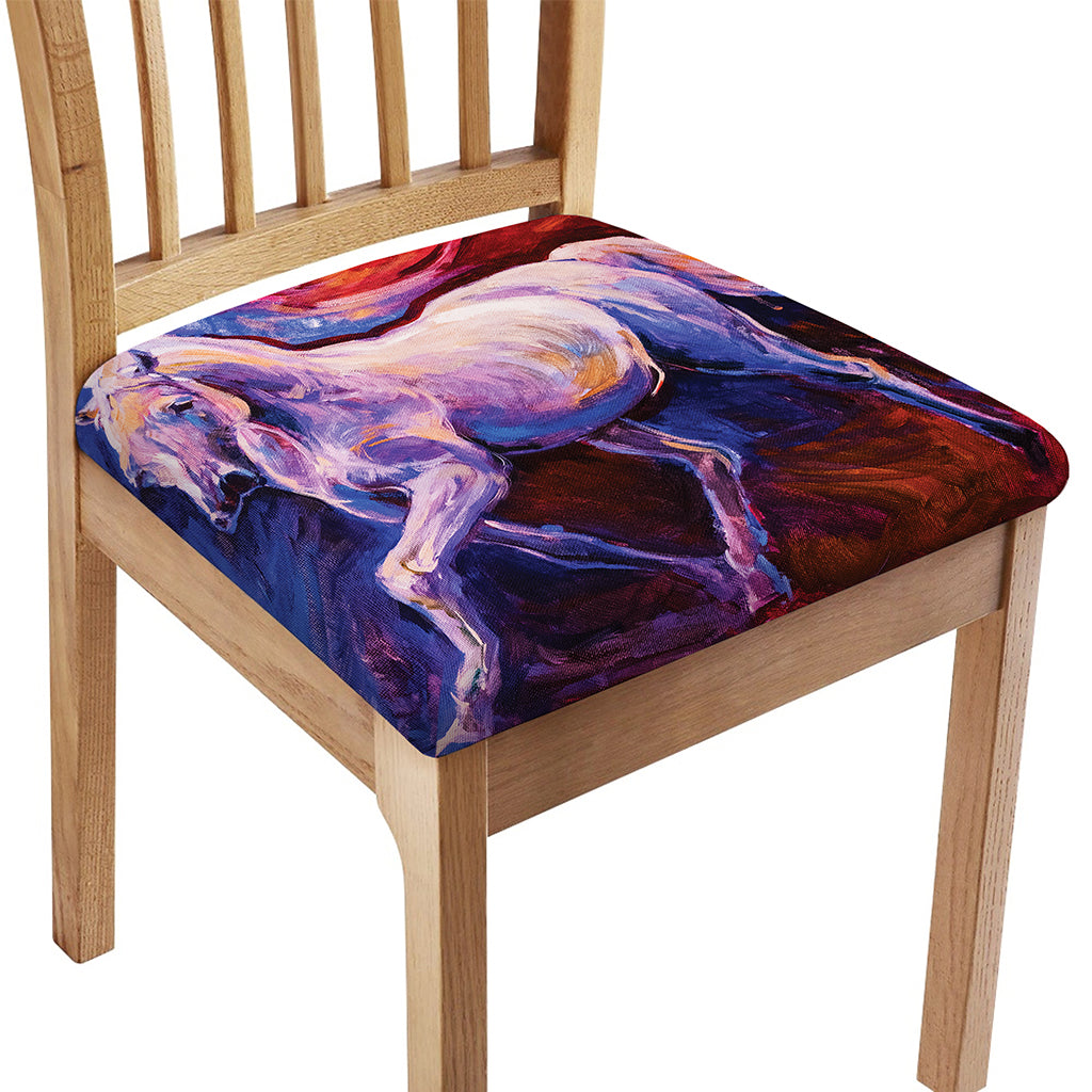 Colorful Horse Portrait Print Chair Cushion Cover