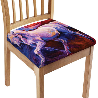 Colorful Horse Portrait Print Chair Cushion Cover