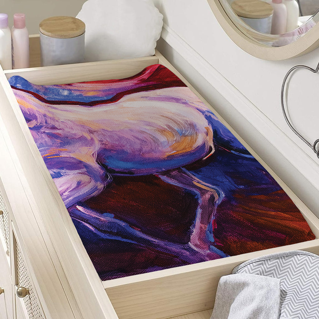 Colorful Horse Portrait Print Changing Pad Cover