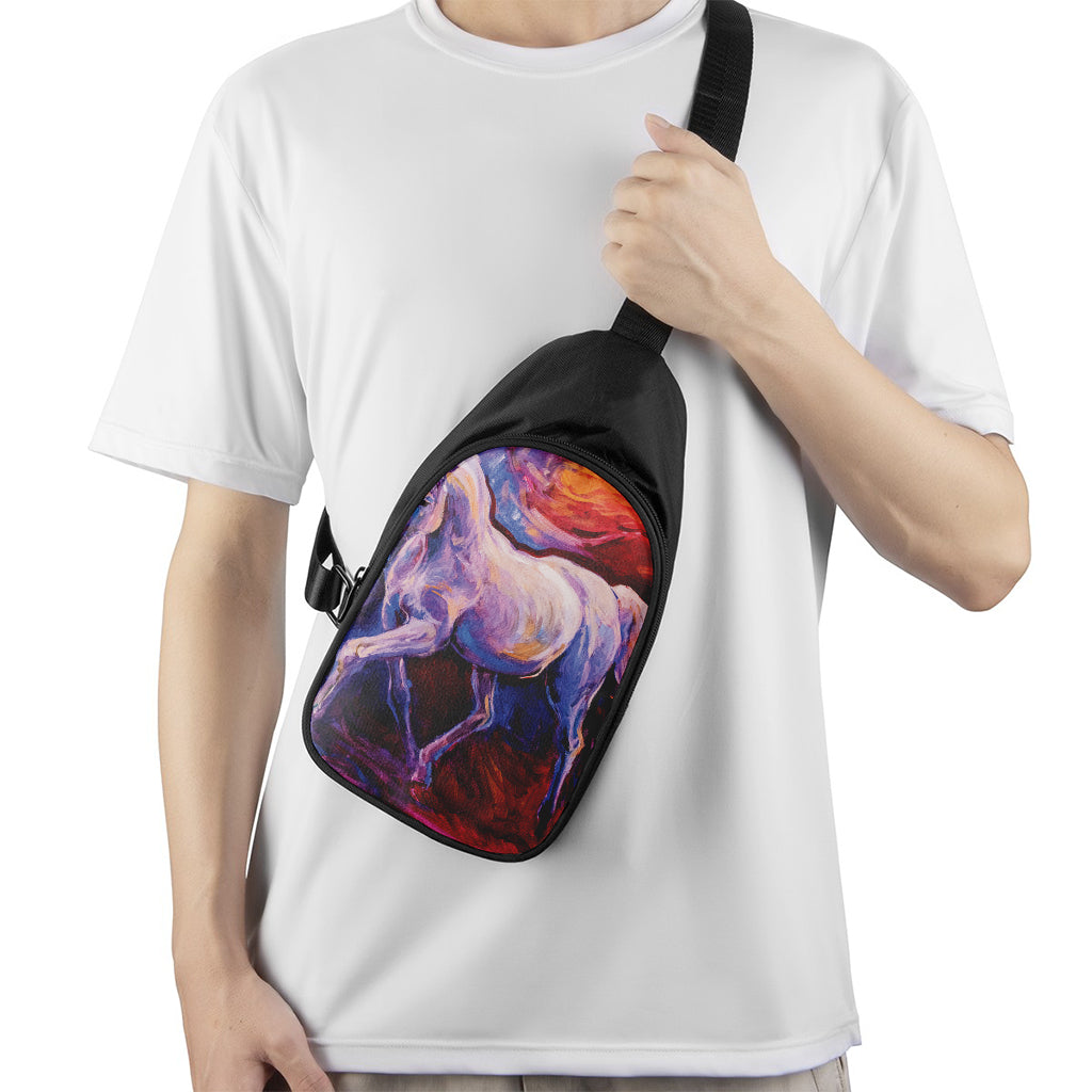 Colorful Horse Portrait Print Chest Bag