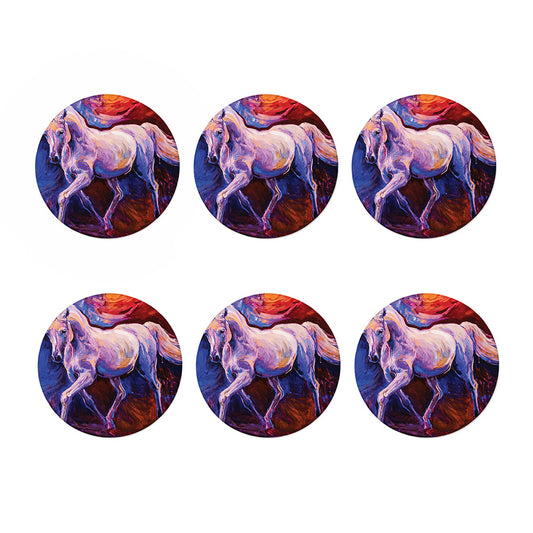 Colorful Horse Portrait Print Coaster Set