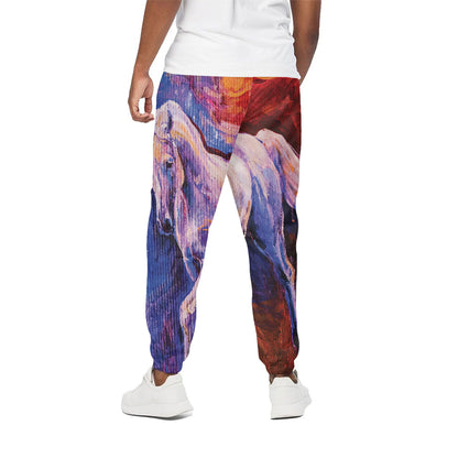 Colorful Horse Portrait Print Cotton Pants