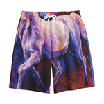 Colorful Horse Portrait Print Cotton Shorts