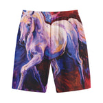 Colorful Horse Portrait Print Cotton Shorts