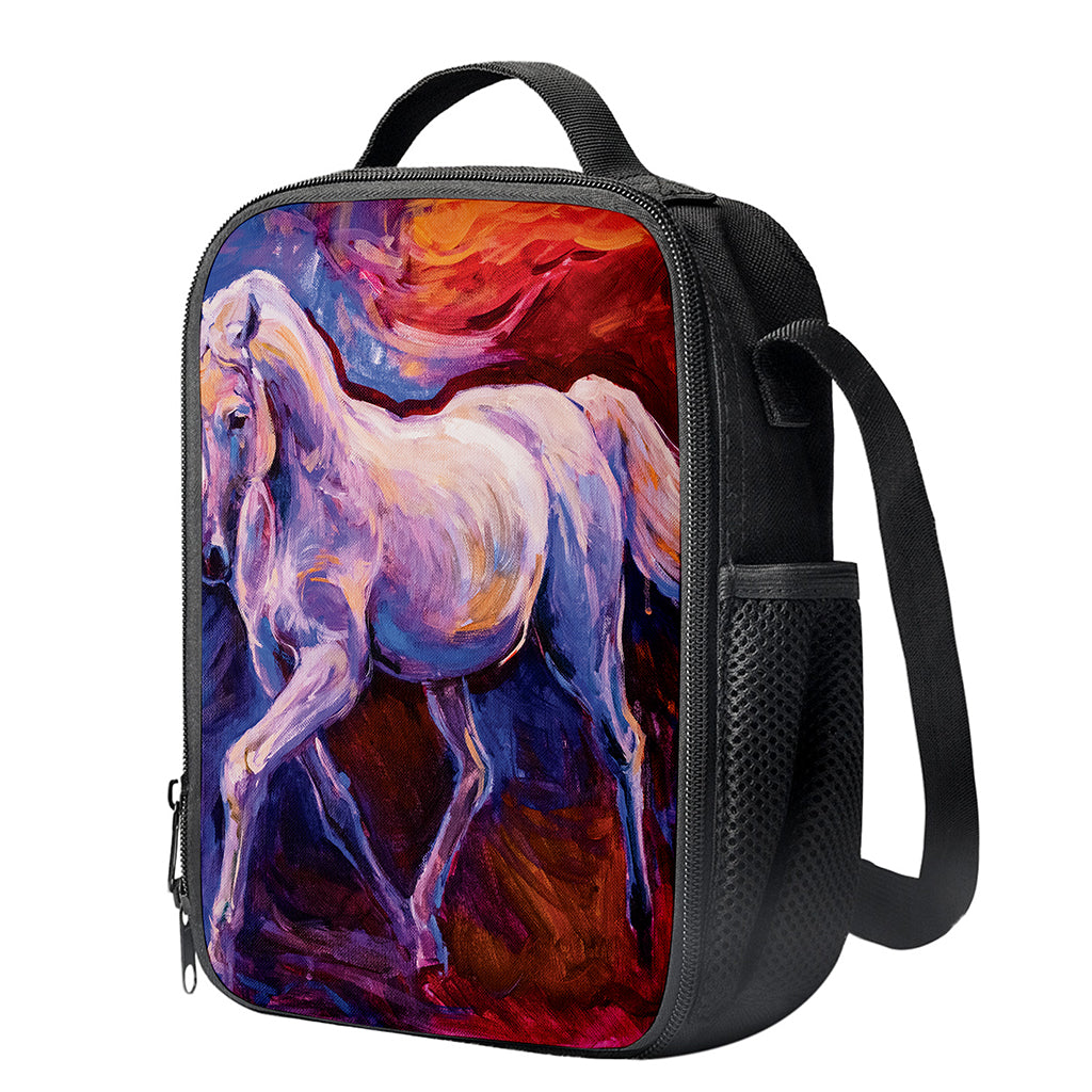 Colorful Horse Portrait Print Crossbody Lunch Bag