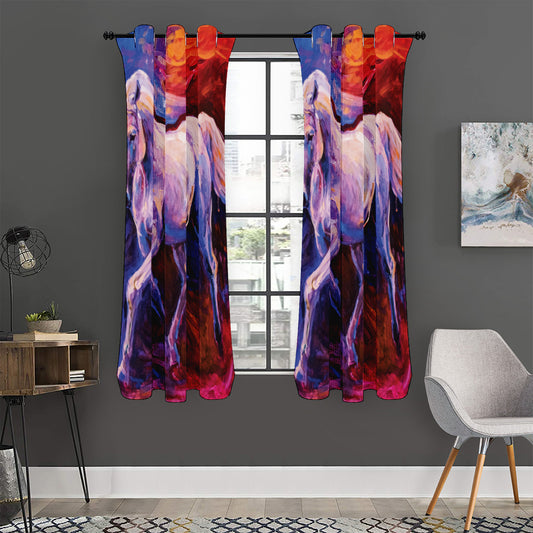 Colorful Horse Portrait Print Curtain