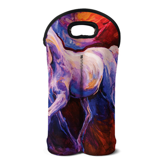Colorful Horse Portrait Print Double Neoprene Wine Tote