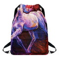 Colorful Horse Portrait Print Drawstring Backpack