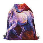 Colorful Horse Portrait Print Drawstring Bag