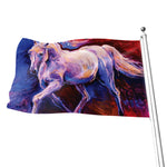 Colorful Horse Portrait Print Flag