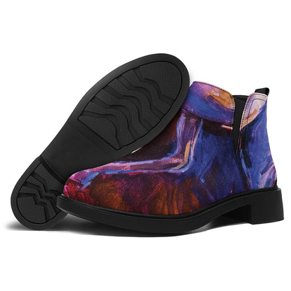 Colorful Horse Portrait Print Flat Ankle Boots