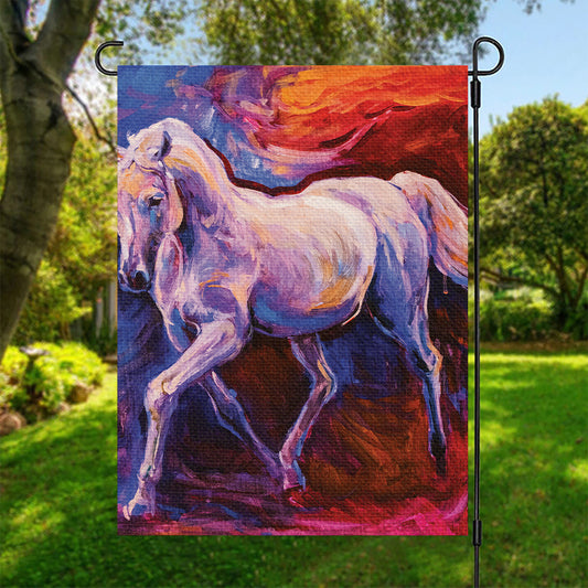 Colorful Horse Portrait Print Garden Flag