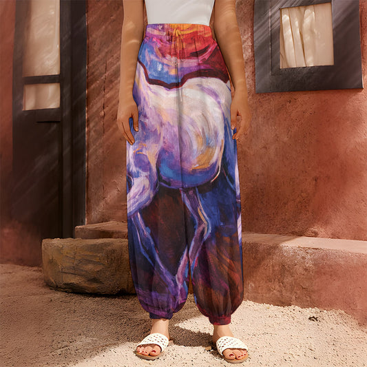 Colorful Horse Portrait Print Harem Pants