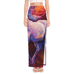 Colorful Horse Portrait Print High Slit Maxi Skirt
