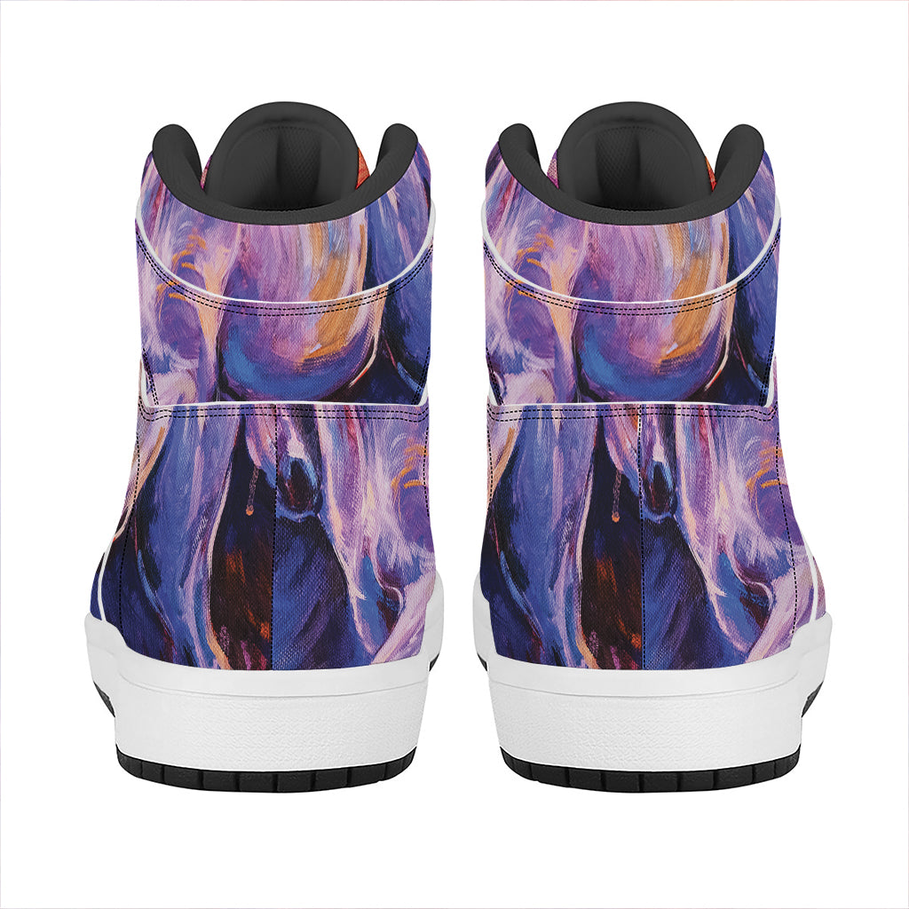 Colorful Horse Portrait Print High Top Leather Sneakers