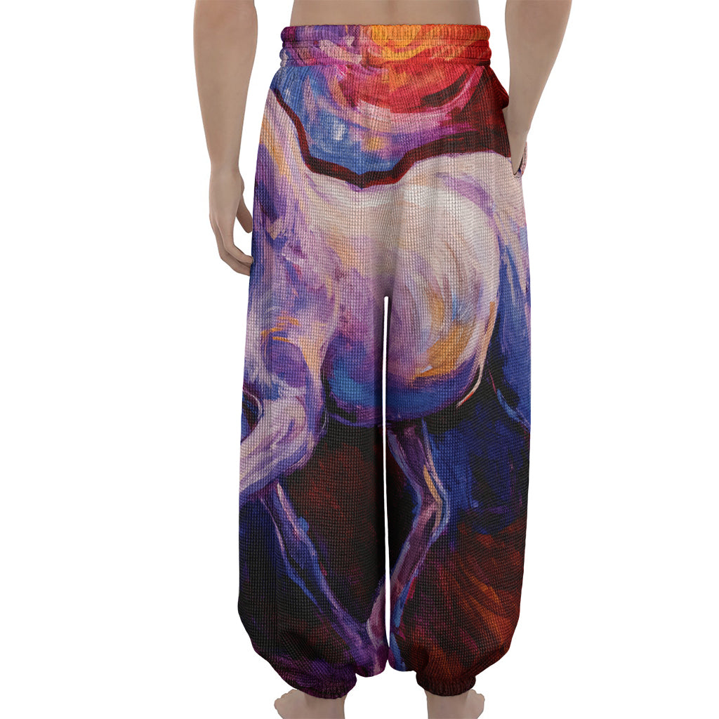 Colorful Horse Portrait Print Lantern Pants