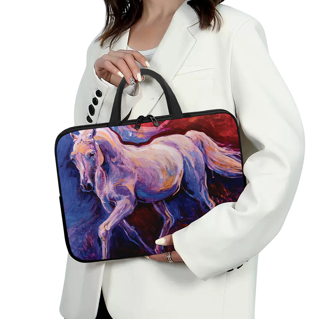 Colorful Horse Portrait Print Laptop Sleeve With Handle