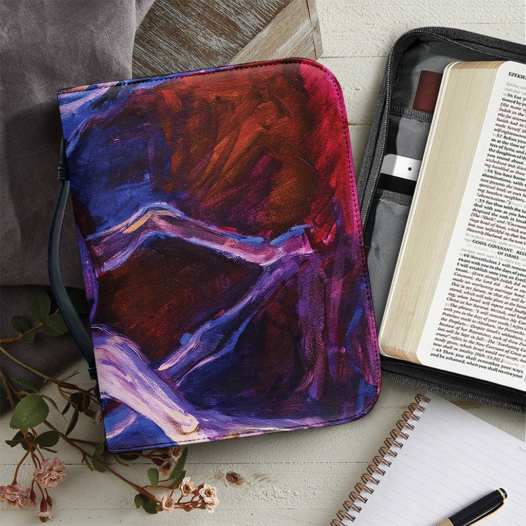 Colorful Horse Portrait Print Leather Bible Cover