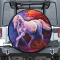 Colorful Horse Portrait Print Leather Spare Tire Cover