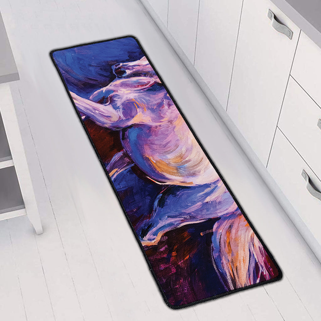 Colorful Horse Portrait Print Long Kitchen Mat